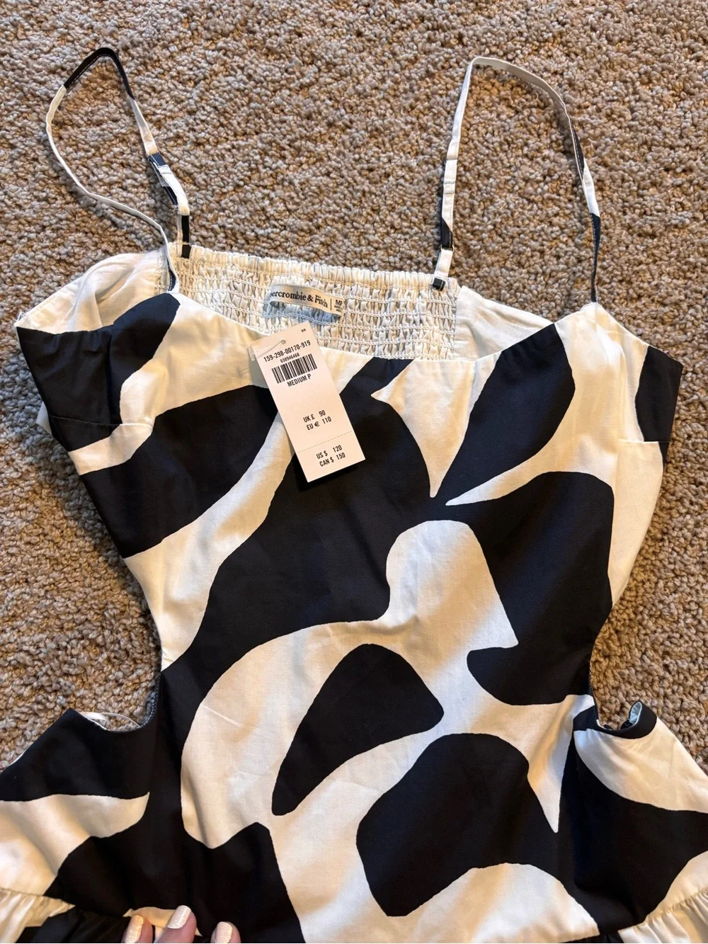 Abercrombie & Fitch Black and White Abstract Cutout Maxi Dress